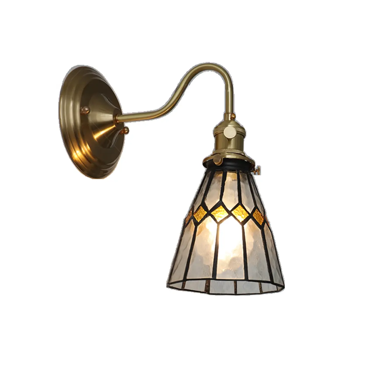 Vintage Glass Wall Sconce with Brass Accent in Hardwired Image - 7 | homeyfad