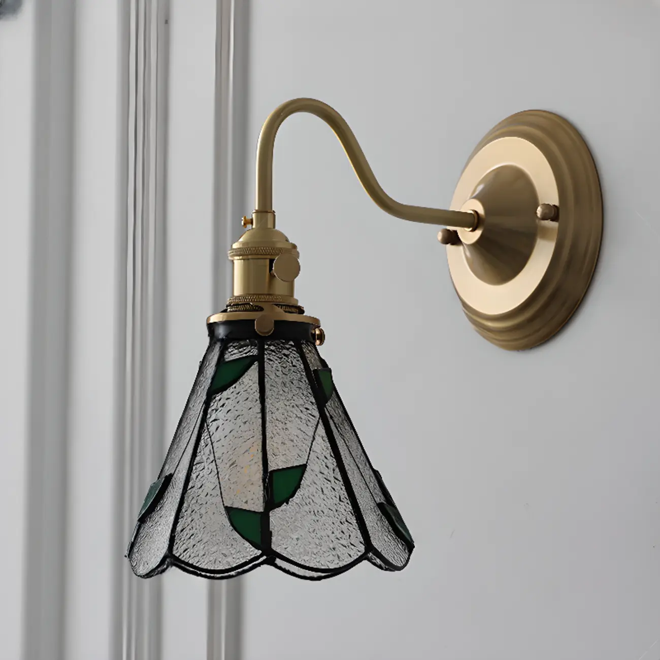 Vintage Glass Wall Sconce with Brass Accent in Hardwired Image - 8 | homeyfad