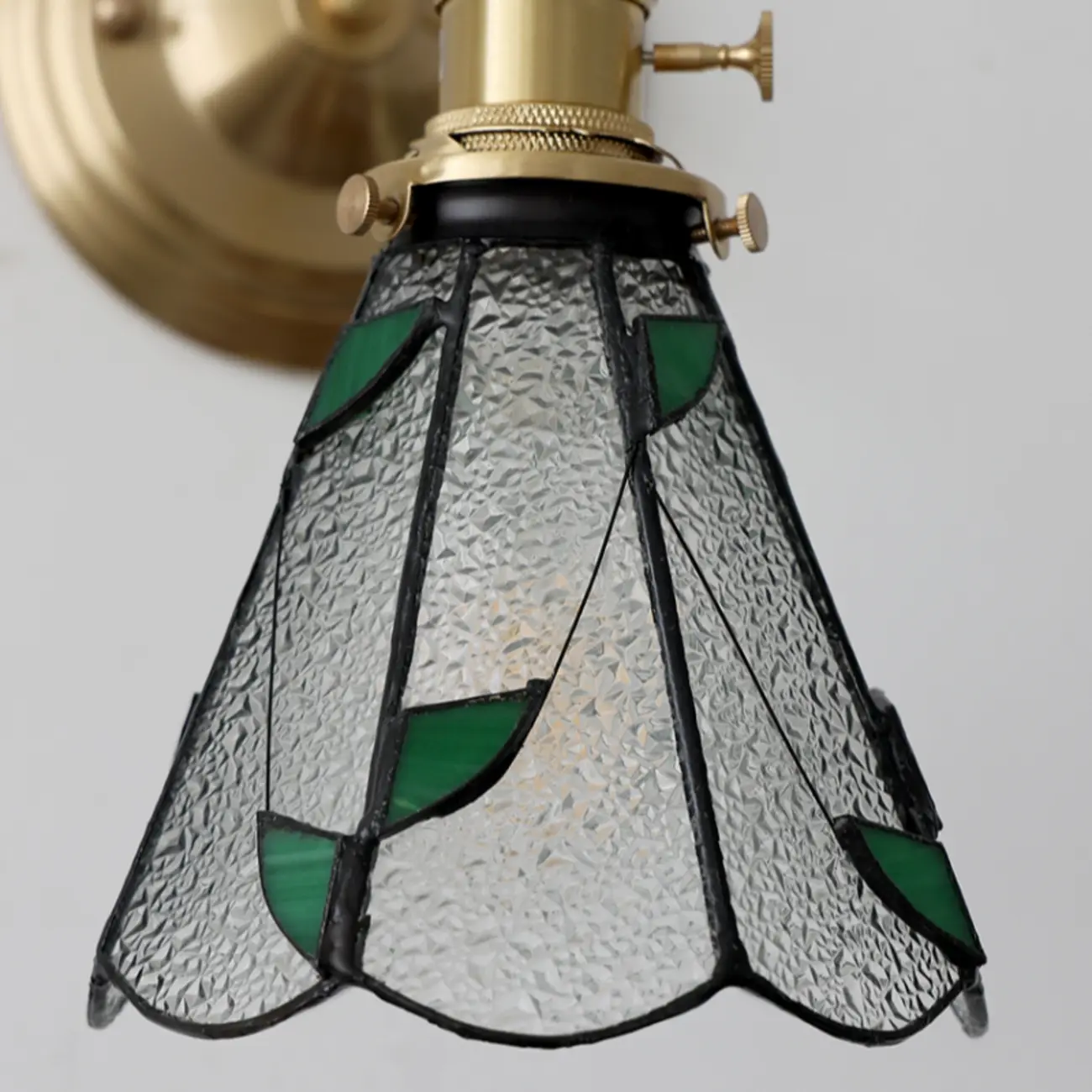 Vintage Glass Wall Sconce with Brass Accent in Hardwired Image - 9 | homeyfad