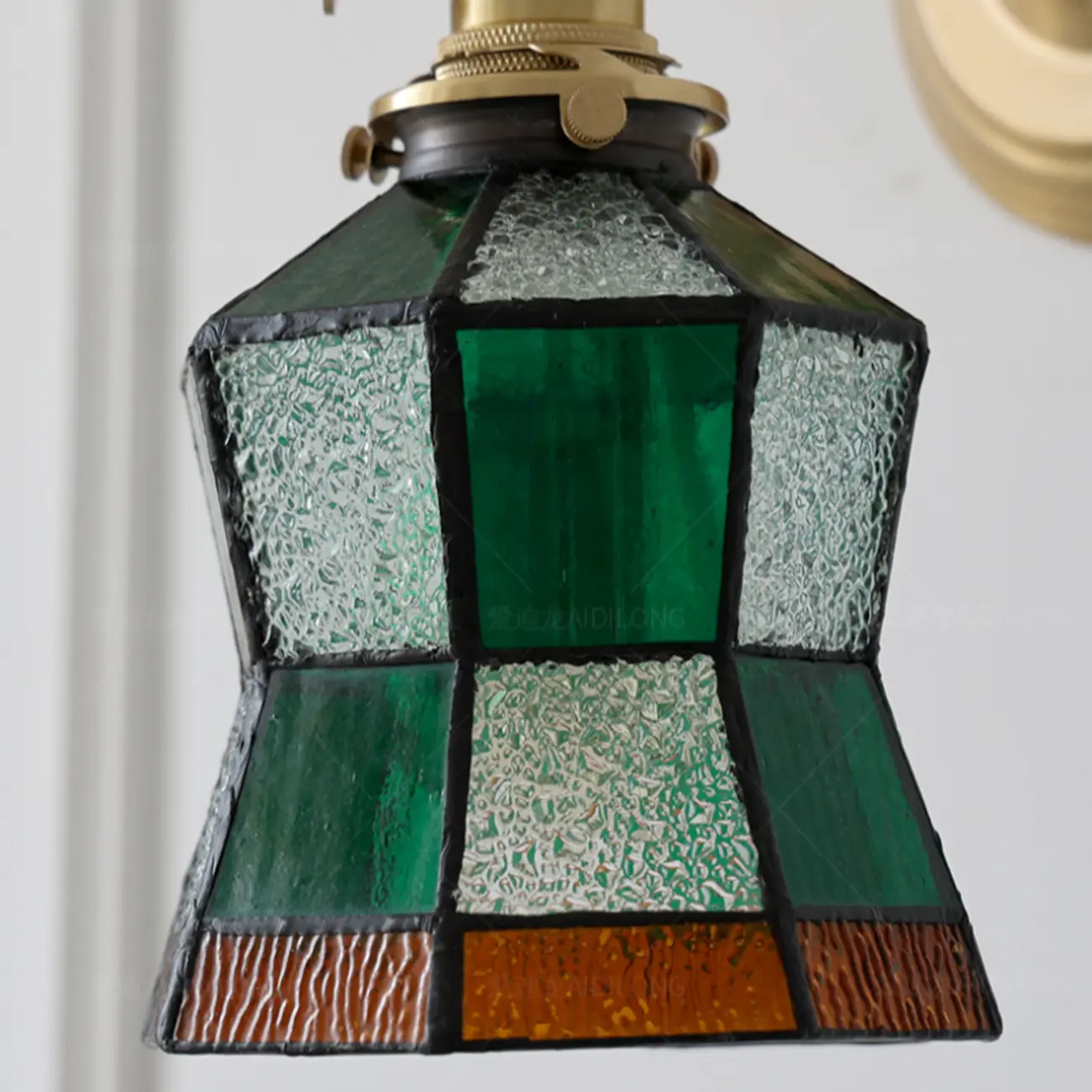 Vintage Glass Wall Sconce with Brass Accent in Hardwired Image - 10 | homeyfad