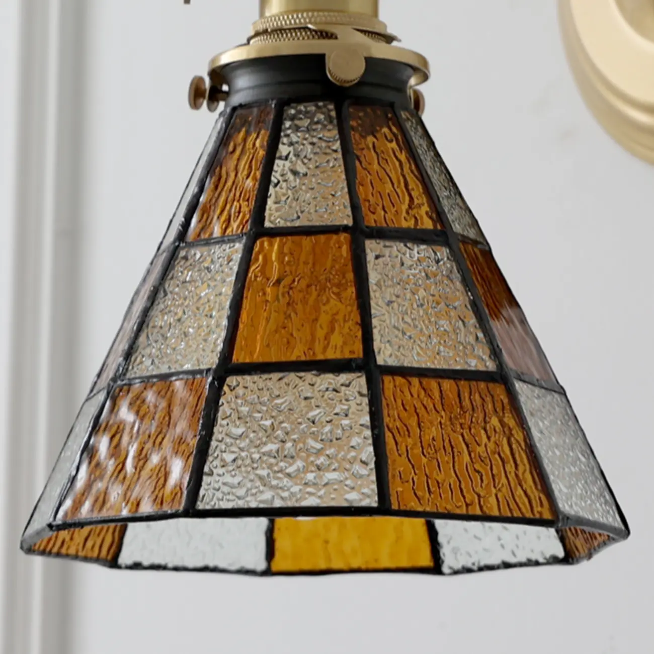 Vintage Glass Wall Sconce with Brass Accent in Hardwired Image - 11 | homeyfad