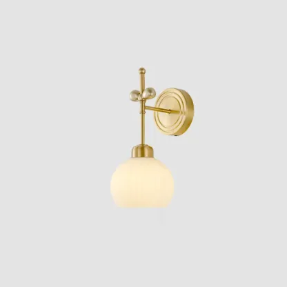 Modern Gold Wall Sconce with Vitreous Shade Image - 5
