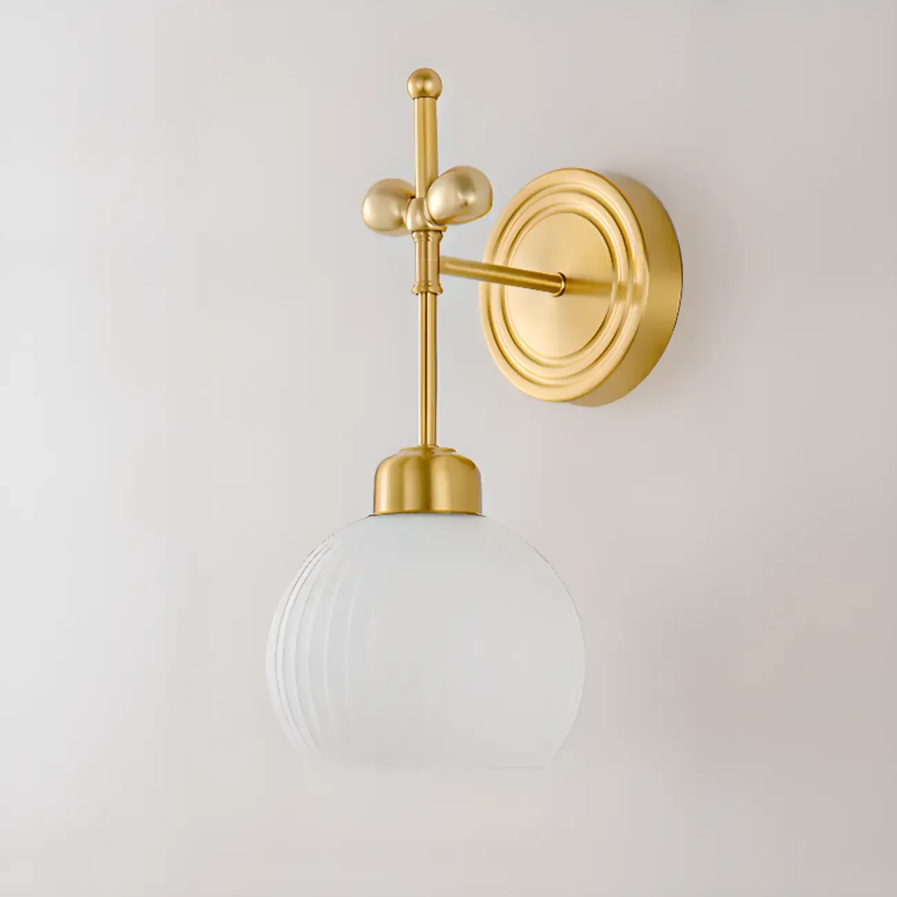 Modern Gold Wall Sconce with Vitreous Shade Image - 6