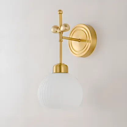 Modern Gold Wall Sconce with Vitreous Shade Image - 6