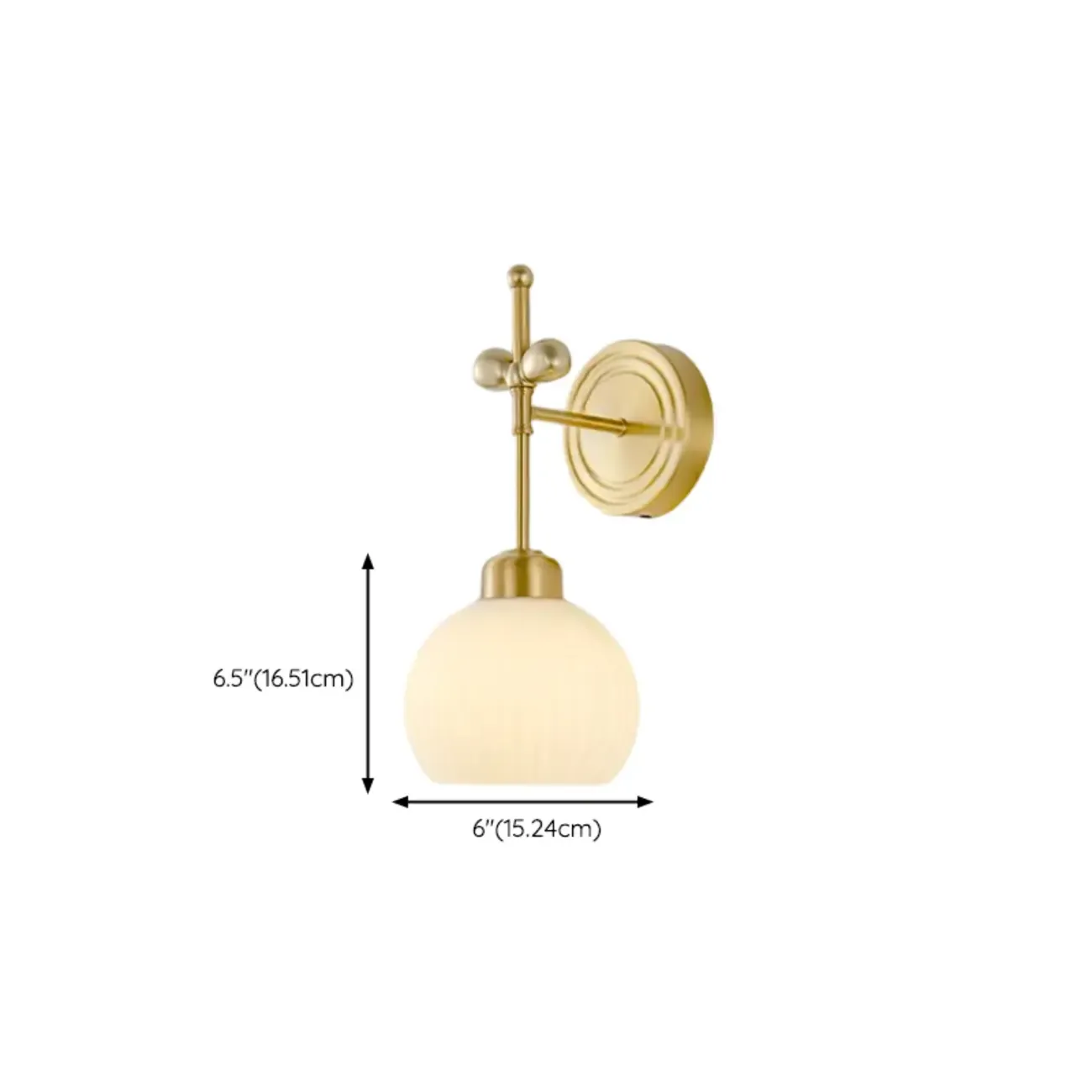 Modern Gold Wall Sconce with Vitreous Shade #size