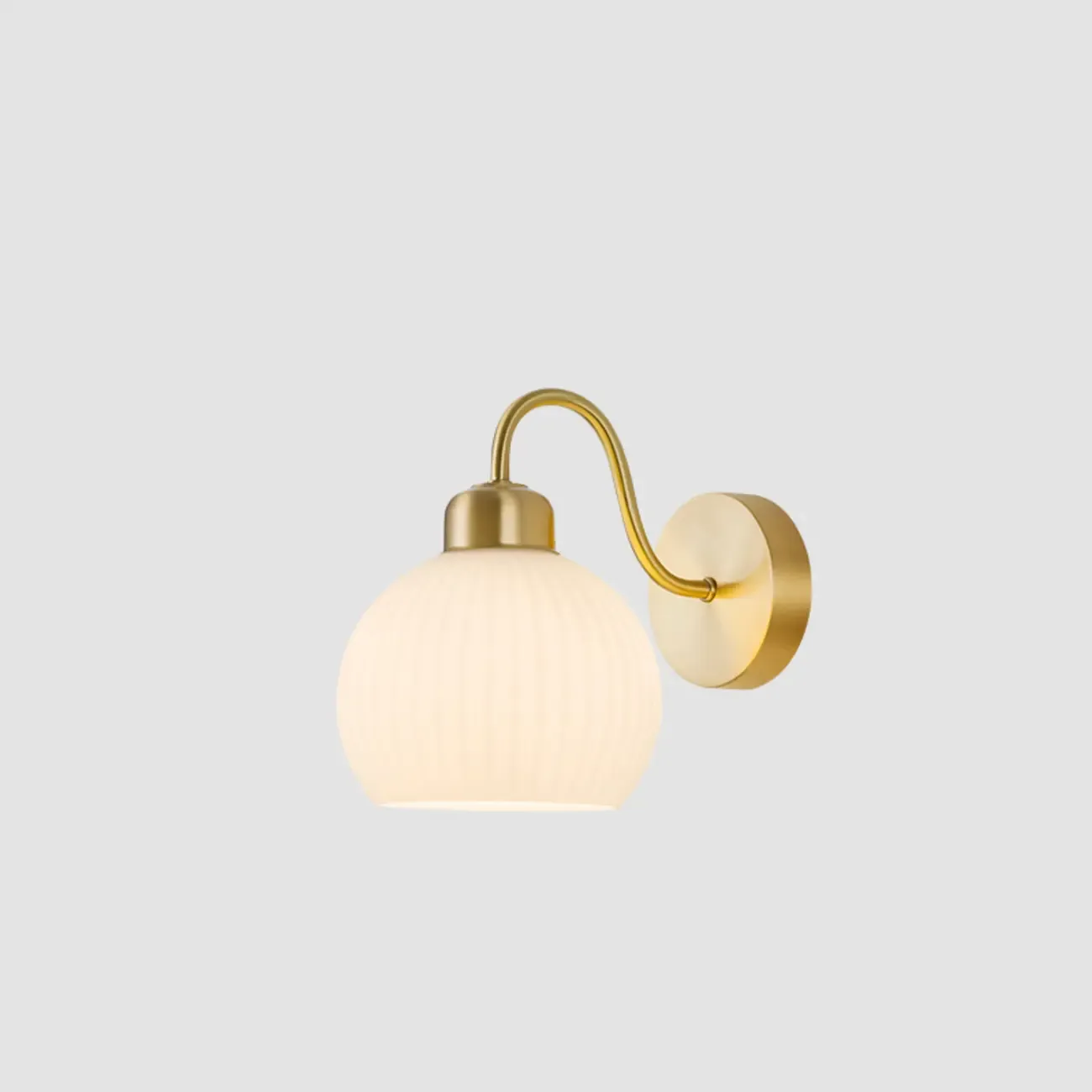Modern Brass Wall Sconce with Dual Vitreous Bowl Shades Image - 9