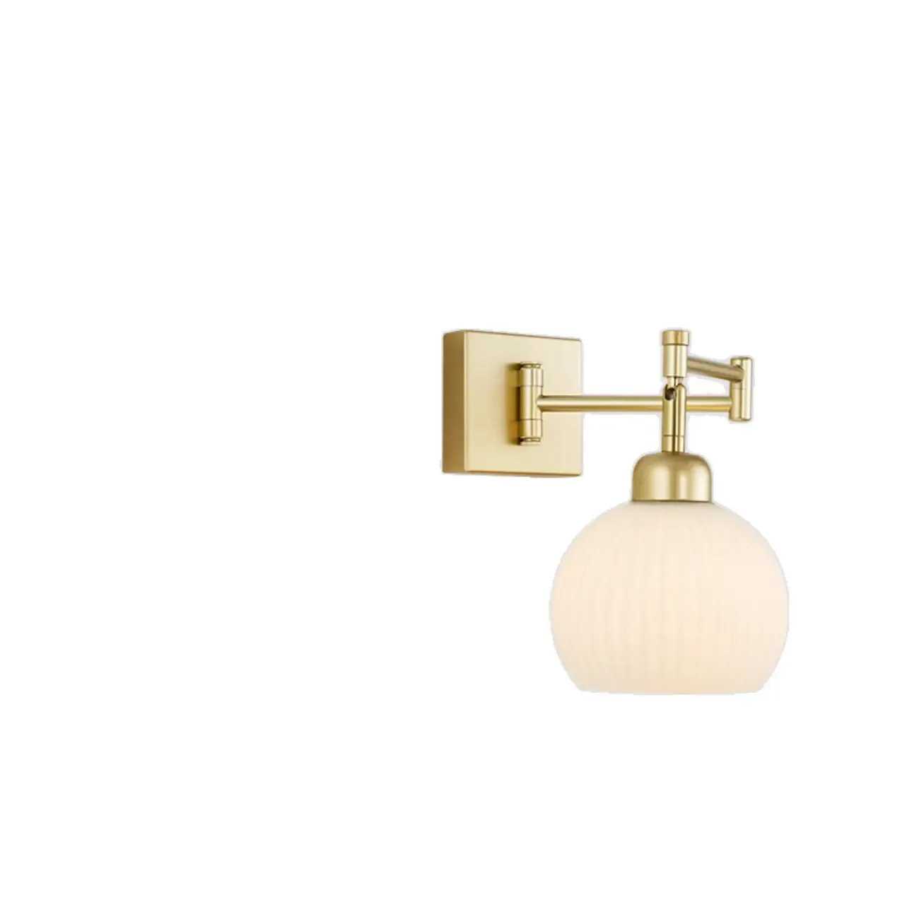 Modern Brass Wall Sconce with Dual Vitreous Bowl Shades Image - 13
