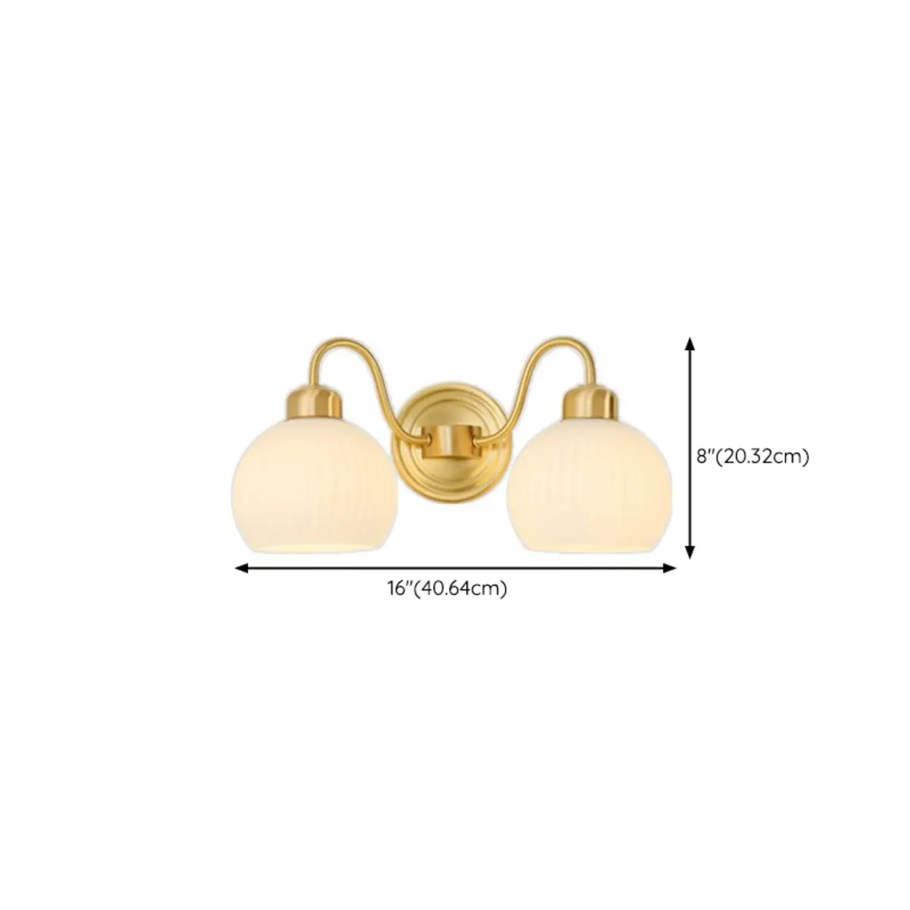 Modern Brass Wall Sconce with Dual Vitreous Bowl Shades #size | homeyfad