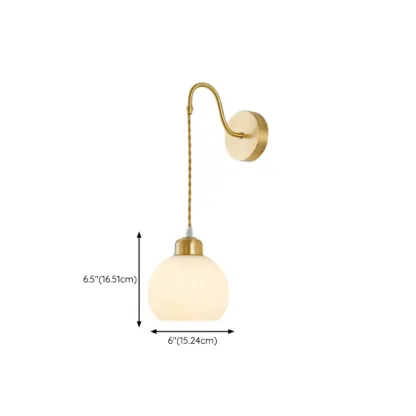 Modern Brass Wall Sconce with Dual Vitreous Bowl Shades Image - 16