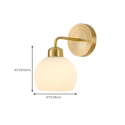 Modern Brass Wall Sconce with Dual Vitreous Bowl Shades Image - 19