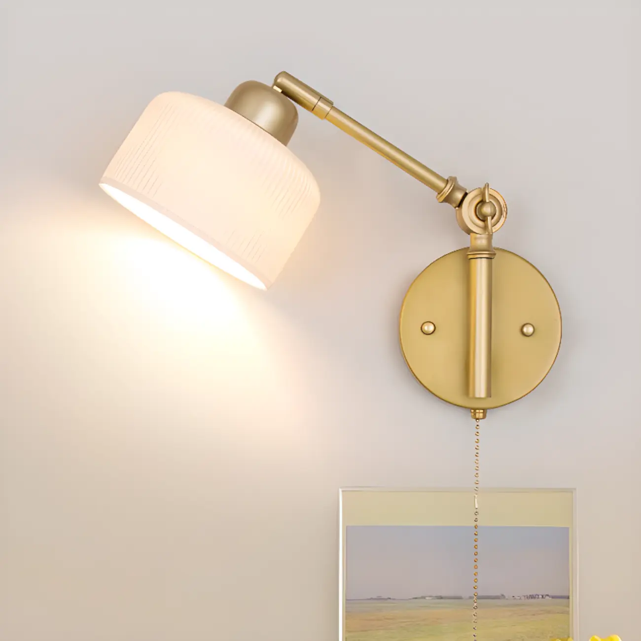 Art Deco Geometric Ceramic Gold Wall Sconce Image - 2 | homeyfad