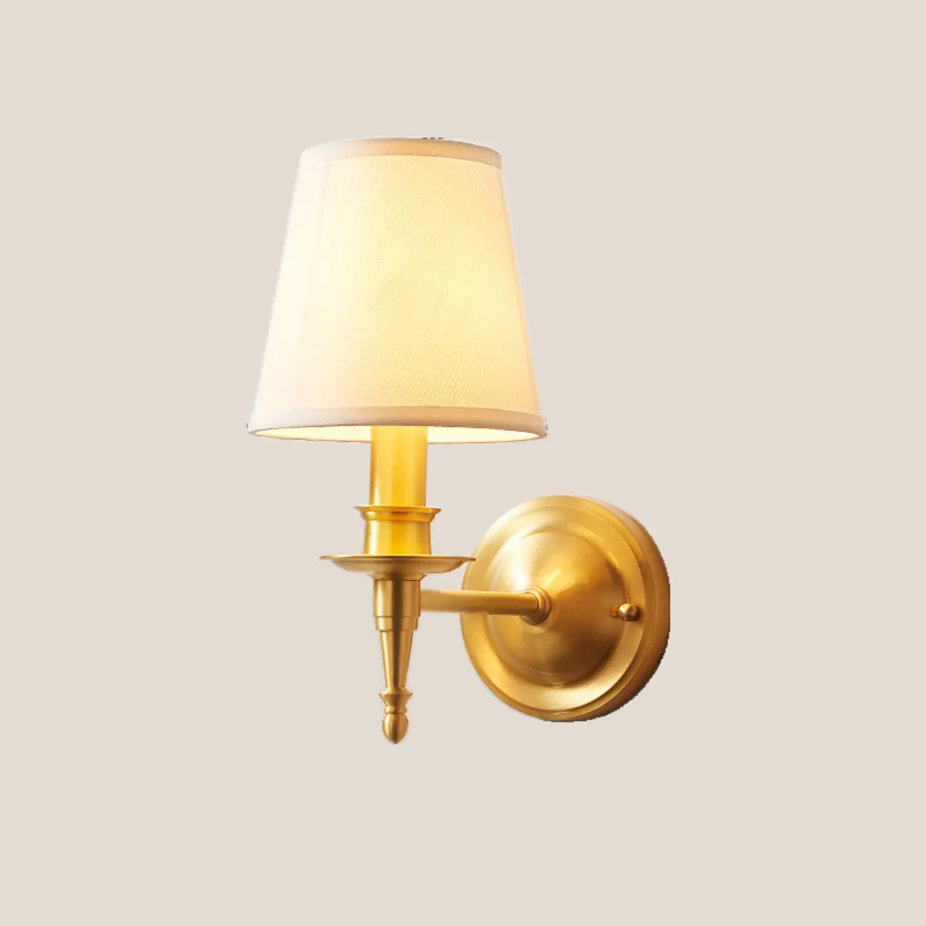 Traditional White Fabric Shade Golden Wall Sconce Image - 4 | homeyfad