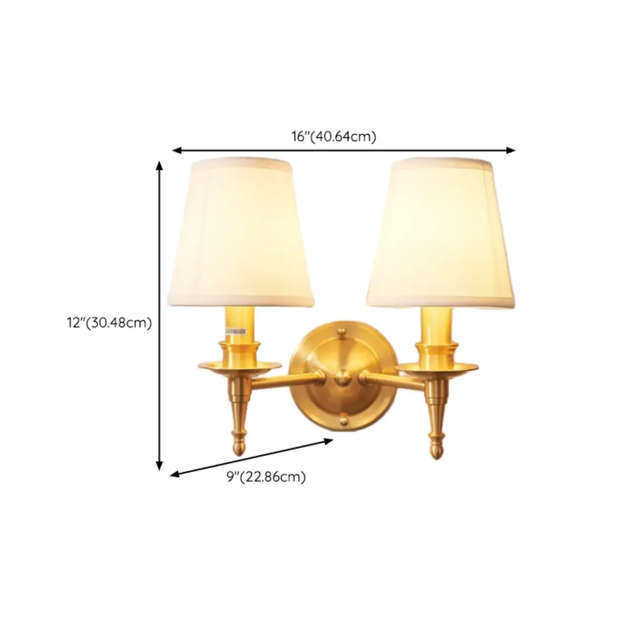 Traditional White Fabric Shade Golden Wall Sconce Image - 13