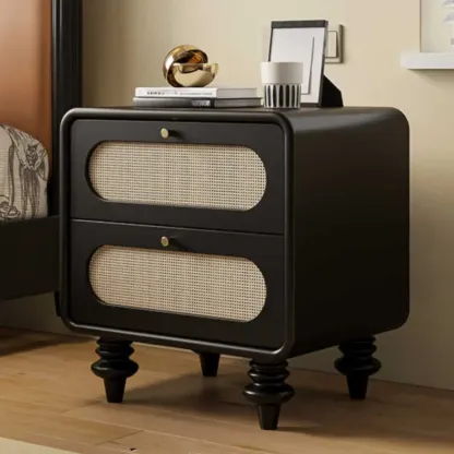 Mid Century Modern Wood Small 2-drawer Nightstand With Legs Image - 3