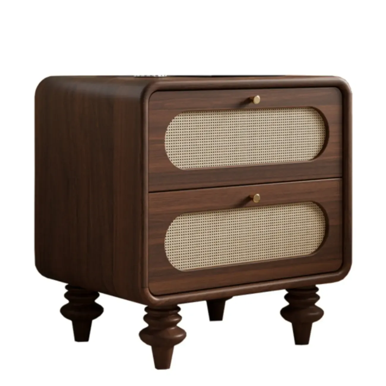 Mid Century Modern Wood Small 2-drawer Nightstand With Legs Image - 5