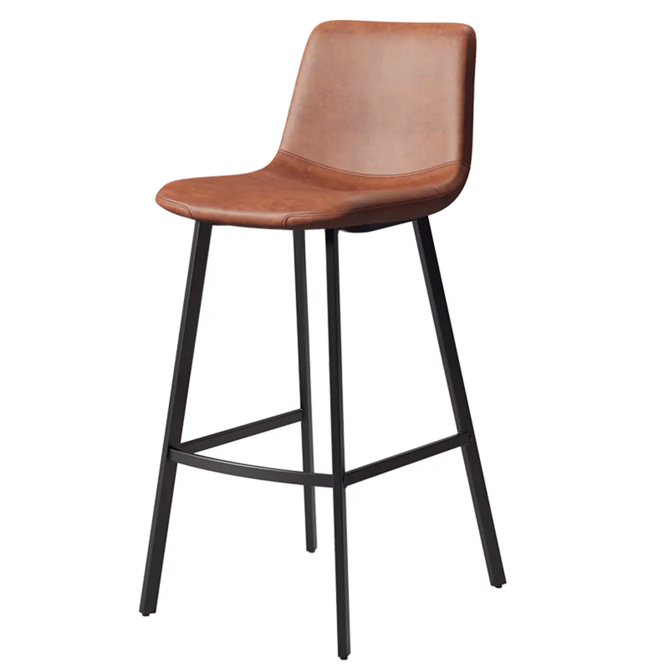 Scandinavian Leather Black Frame Bar Stool | homeyfad