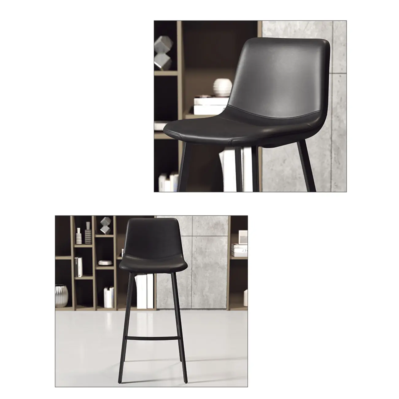 Modern Metal Cushioned Bar Stool with Backrest Image - 5 | homeyfad