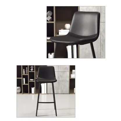 Modern Metal Cushioned Bar Stool with Backrest Image - 5