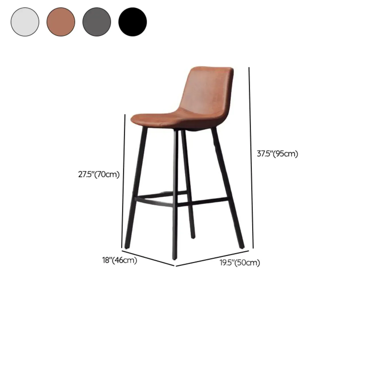 Modern Metal Cushioned Bar Stool with Backrest Image - 8