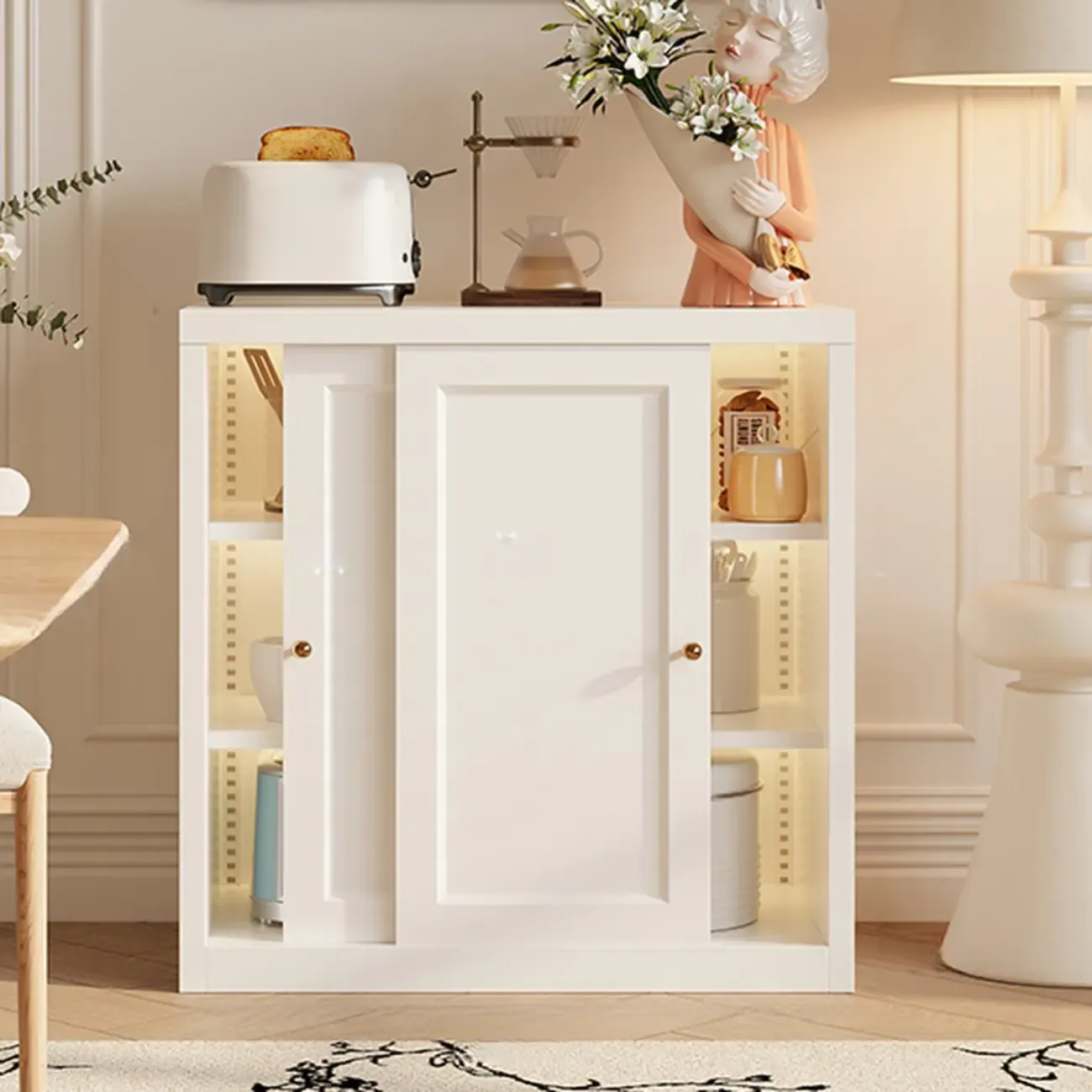 Narrow Green Storage Sideboard with Glass Doors Image - 15