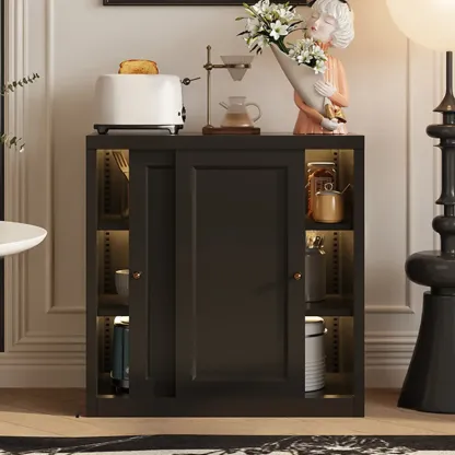 Narrow Green Storage Sideboard with Glass Doors Image - 20