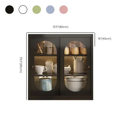 Narrow Green Storage Sideboard with Glass Doors #size