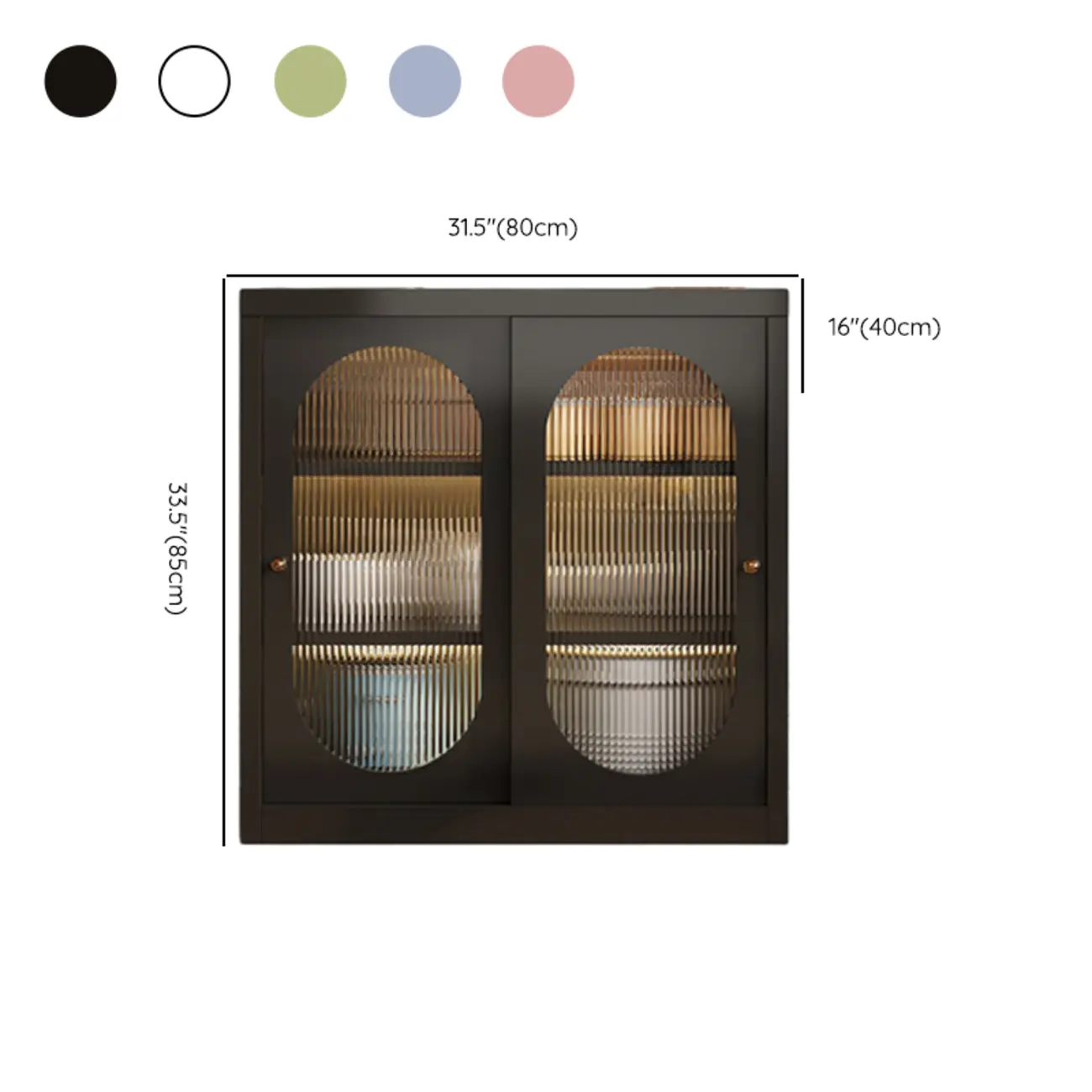 Narrow Green Storage Sideboard with Glass Doors Image - 22 | homeyfad