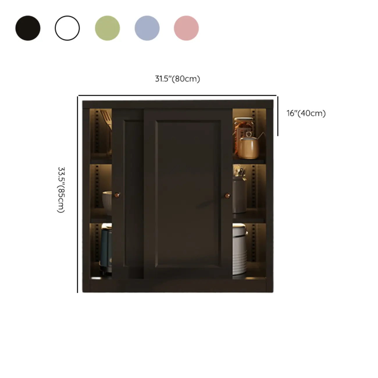 Narrow Green Storage Sideboard with Glass Doors Image - 23 | homeyfad