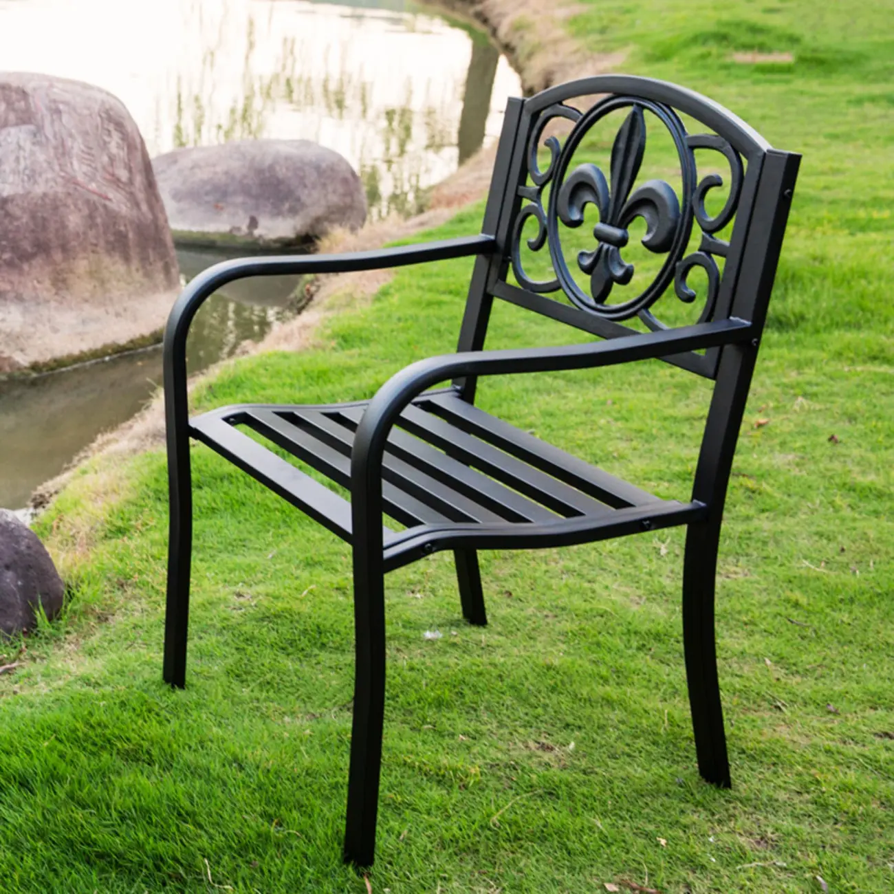 Elegant Black Steel Outdoor Dining Chairs Image - 1 | homeyfad