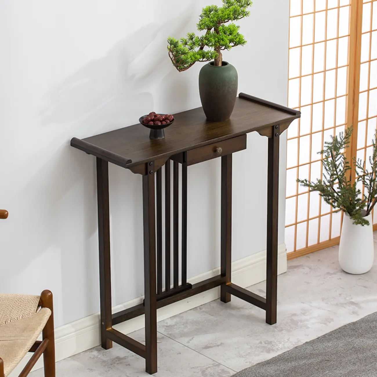Narrow Wood Entryway Console Table with Single Drawer Image - 2 | homeyfad