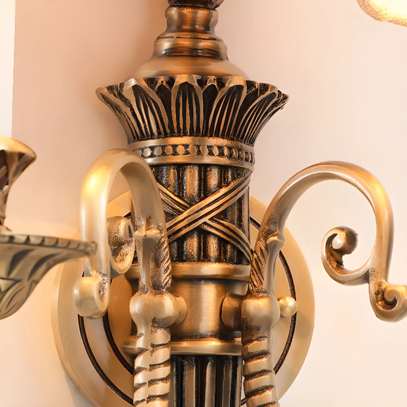 Geometric Vintage Dual Arm Brass Fabric Wall Sconce for Indoor   Image - 6 | homeyfad