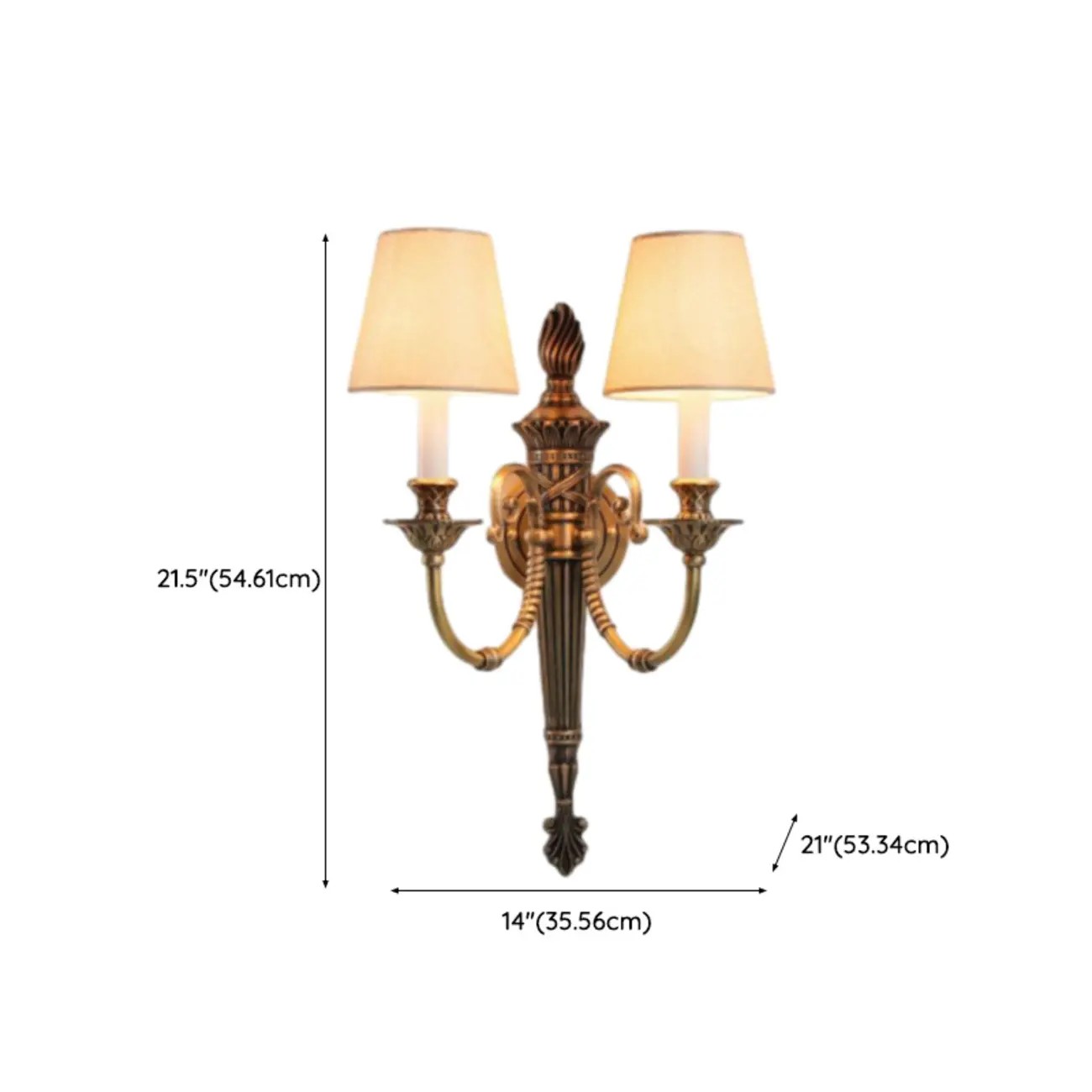 Geometric Vintage Dual Arm Brass Fabric Wall Sconce for Indoor   Image - 11 | homeyfad