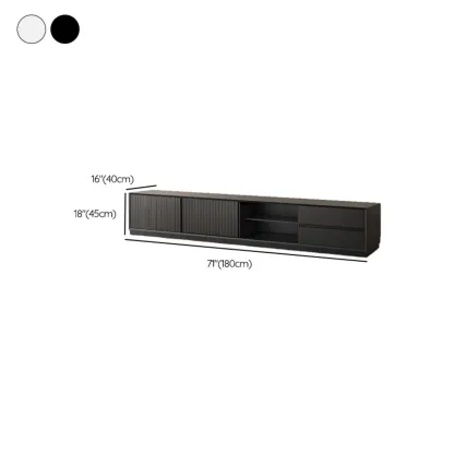 Minimalist Black Wood TV Stand with 2 Drawers #size