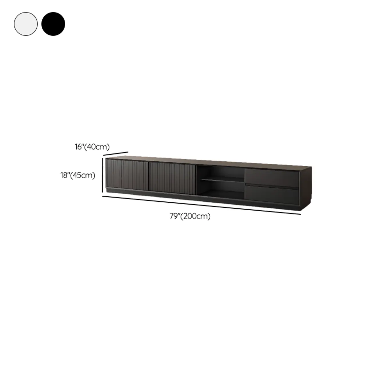 Minimalist Black Wood TV Stand with 2 Drawers Image - 11 | homeyfad