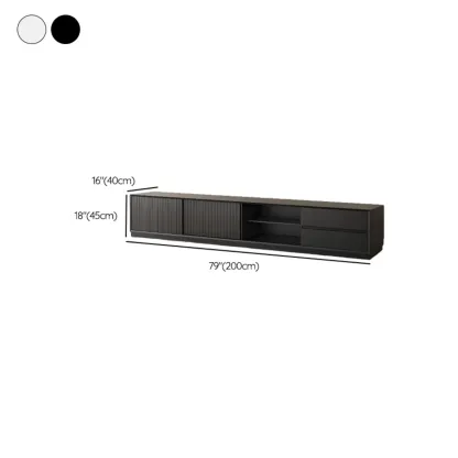Minimalist Black Wood TV Stand with 2 Drawers Image - 11