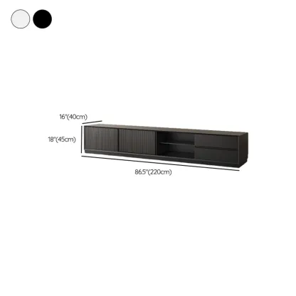 Minimalist Black Wood TV Stand with 2 Drawers Image - 12