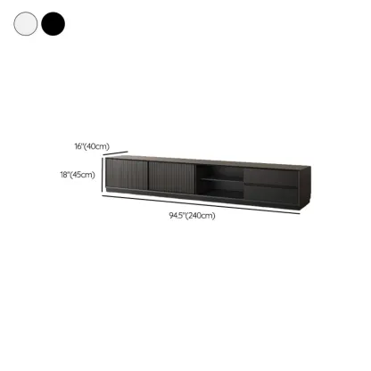 Minimalist Black Wood TV Stand with 2 Drawers Image - 13
