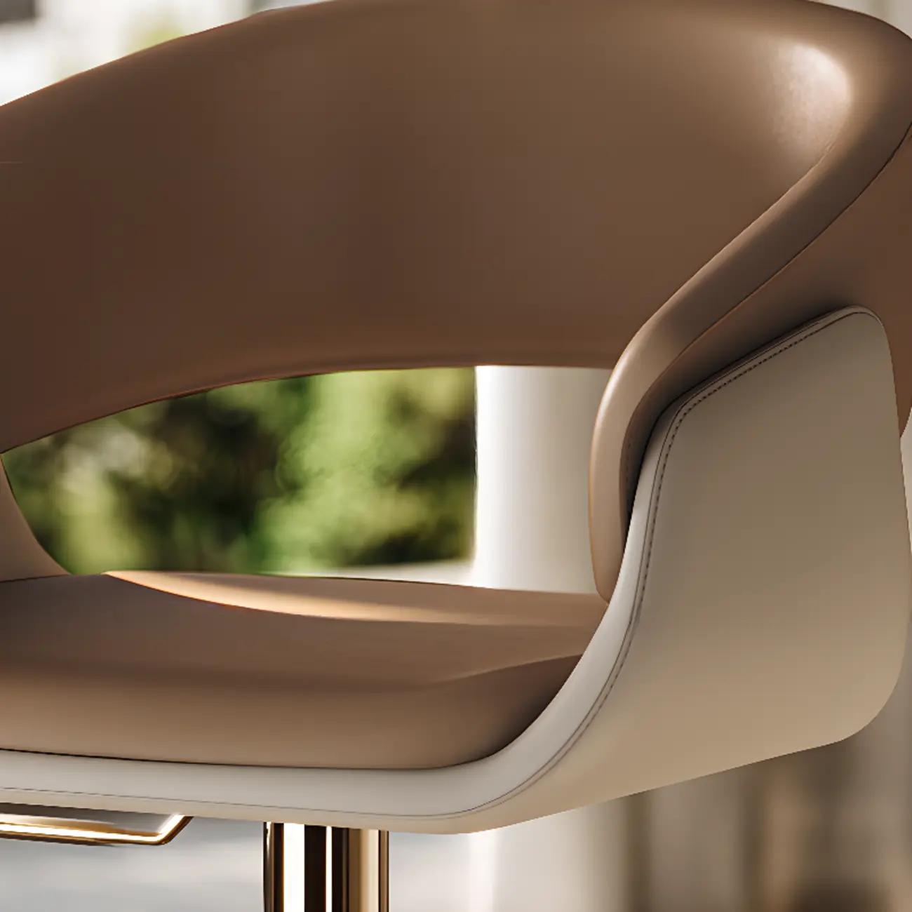 Adjustable Brown Leather Bucket Swivel Counter Bar Stools Image - 5 | homeyfad