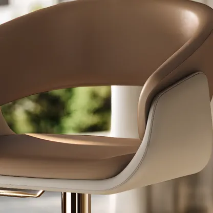 Adjustable Brown Leather Bucket Swivel Counter Bar Stools Image - 5