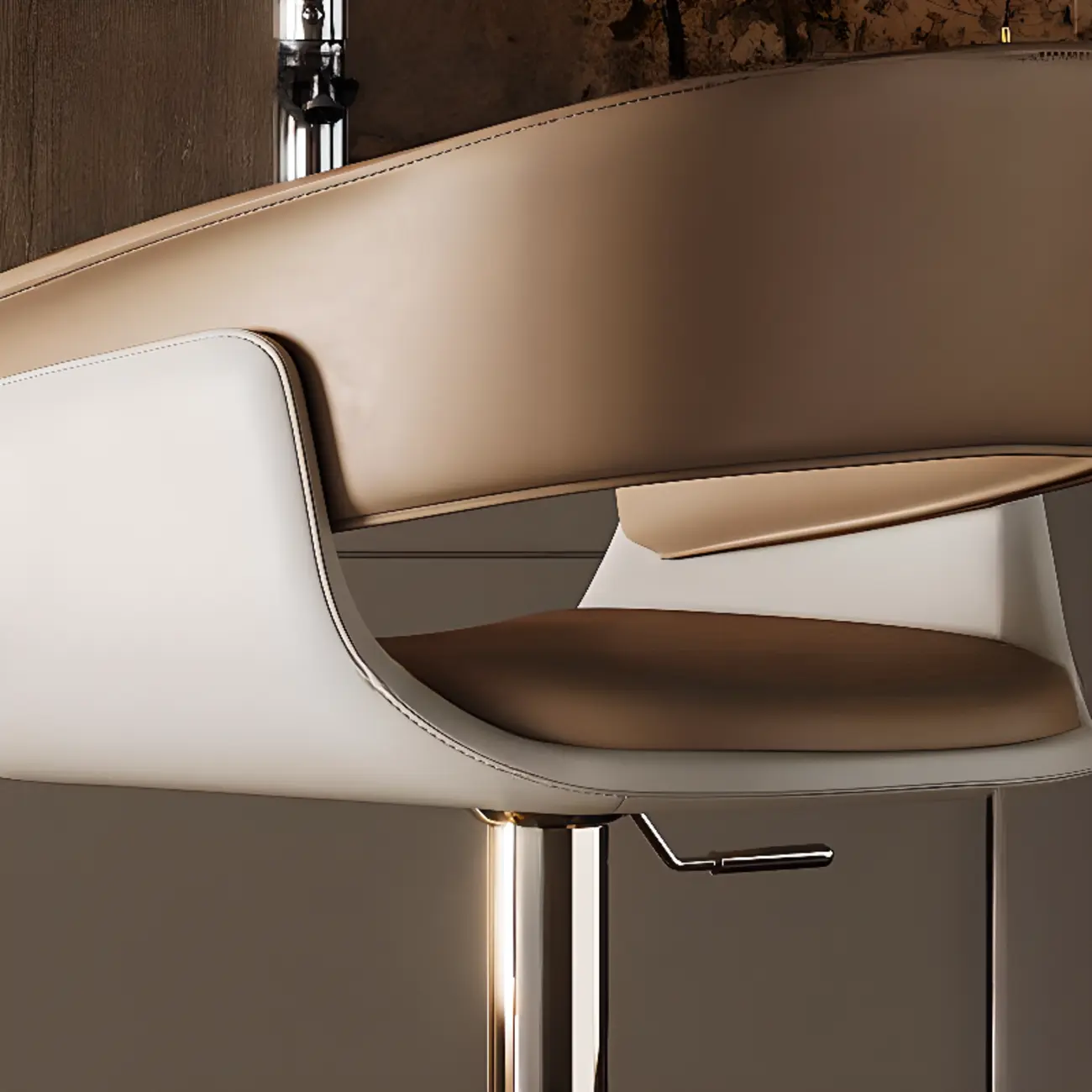 Brown Swivel Genuine Leather Counter Stools with Backs Image - 10 | homeyfad