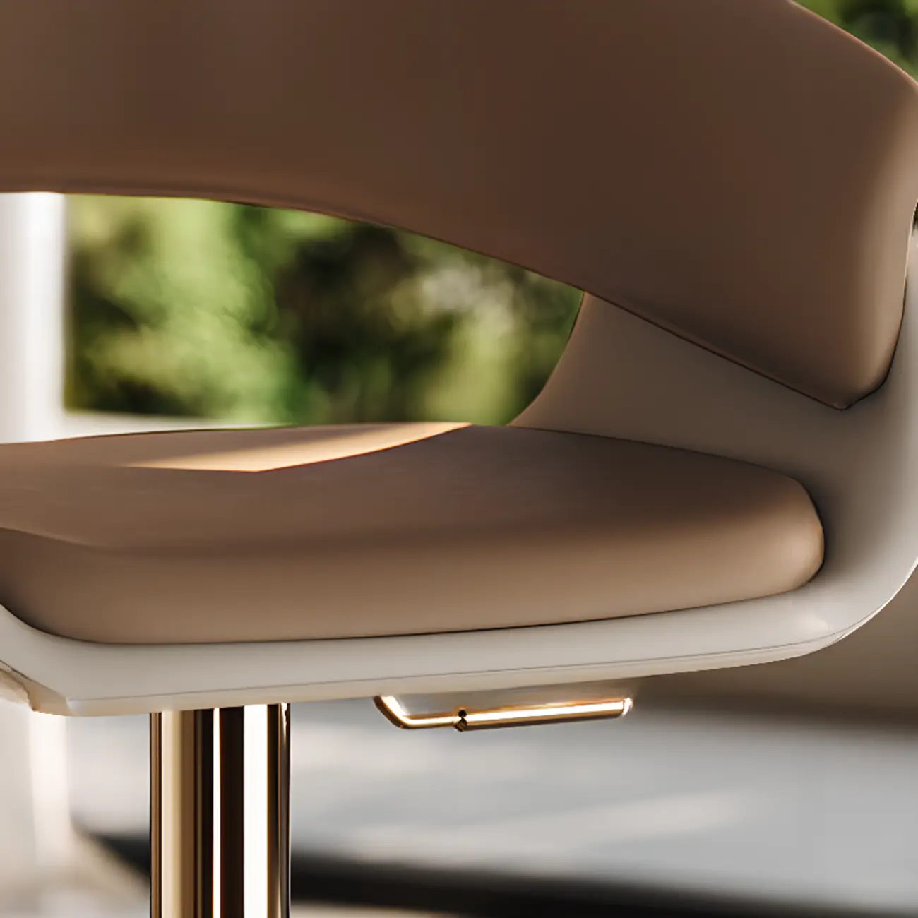 Brown Swivel Genuine Leather Counter Stools with Backs Image - 11 | homeyfad