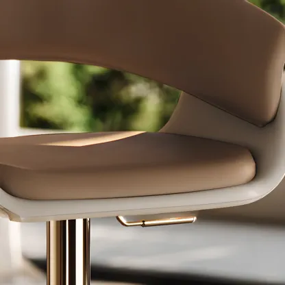 Adjustable Brown Leather Bucket Swivel Counter Bar Stools Image - 7