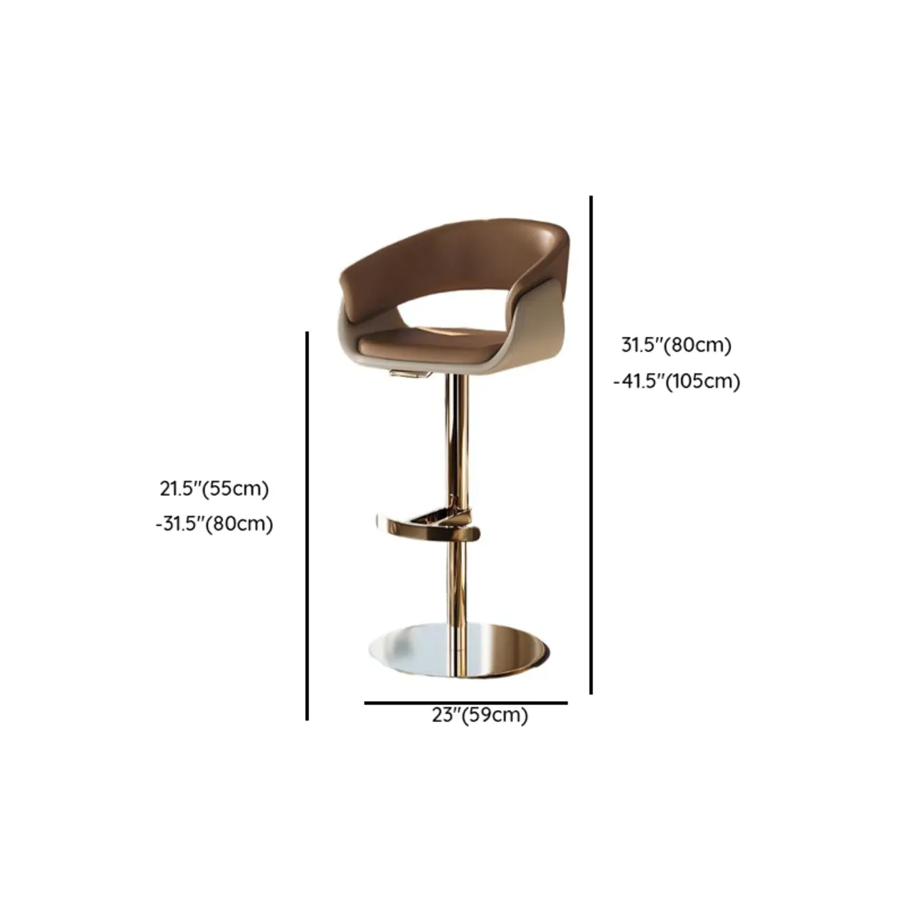 Brown Swivel Genuine Leather Counter Stools with Backs #size | homeyfad