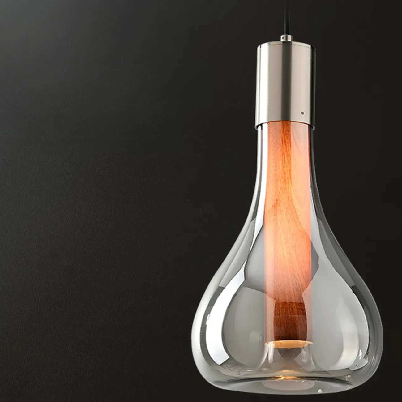 Small Minimalist Glass Round Hanging Cord Pendant Light  Image - 8 | homeyfad