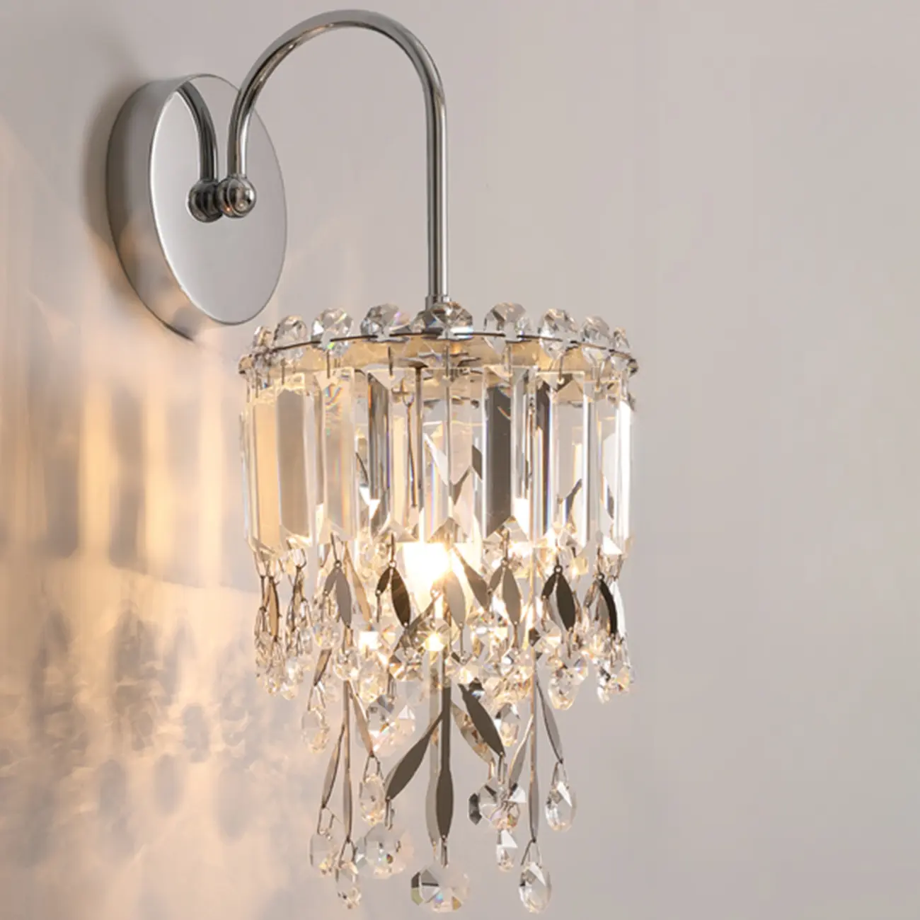 Modern Crystal Wall Sconce with Metallic Finish Image - 3 | homeyfad