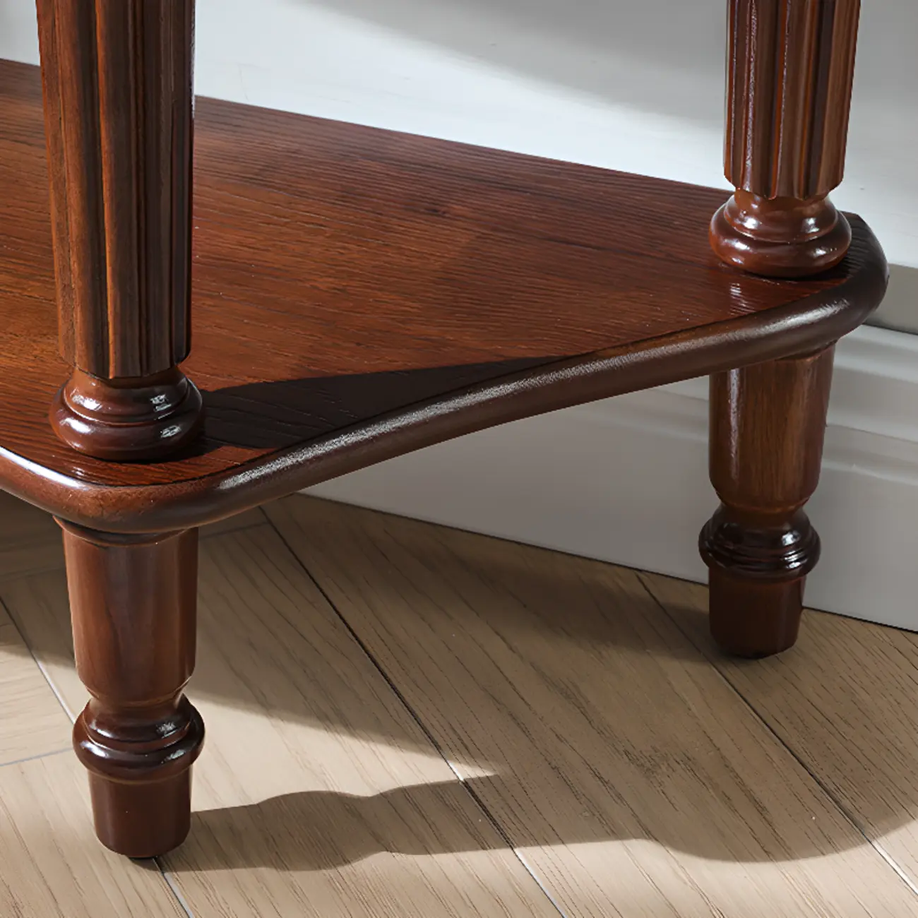 Elegant Brown Half Round Wood Console Table with Drawers Image - 5 | homeyfad