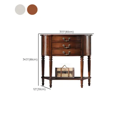 Elegant Brown Half Round Wood Console Table with Drawers #size