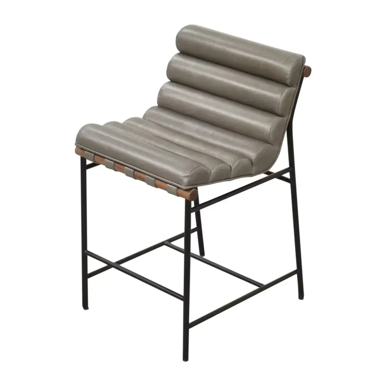 Modern Upholstered Counter Stool with Metal Frame Image - 8