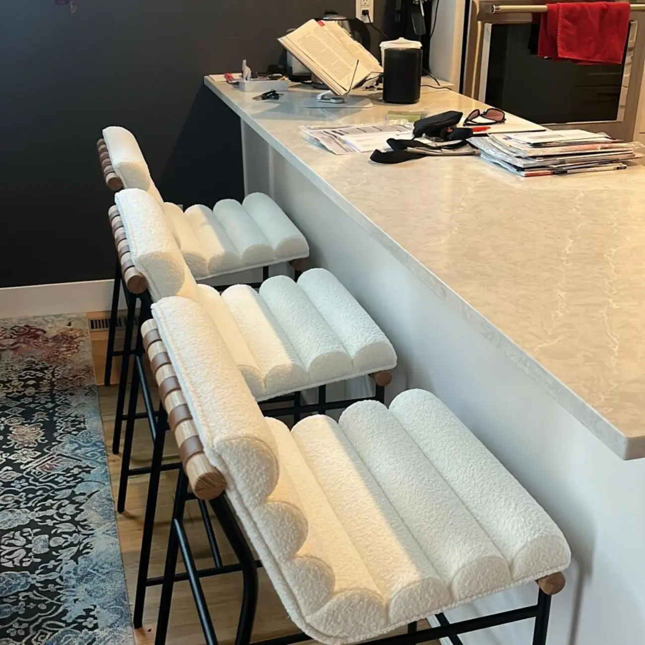 Modern Upholstered Counter Stool with Metal Frame Image - 1 | homeyfad