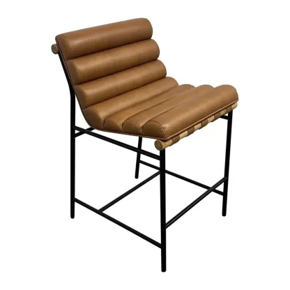 Modern Upholstered Counter Stool with Metal Frame Image - 9